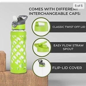 Swig Savvy Sports Leakproof Wide Mouth Glass Water Bottle  Green